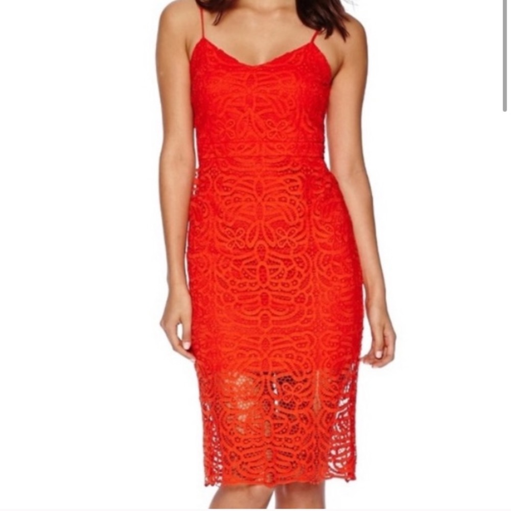 Bisou Bisou Red Crochet Lace Cocktail Dress